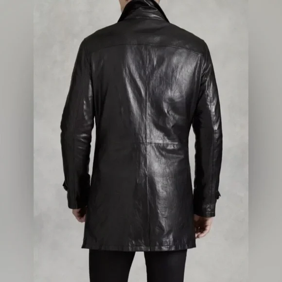 John Varvatos Collection leather Trench coat. Size 48 Eu. USA 38 medium